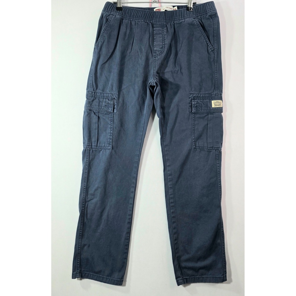 Levi's Boys Navy Blue Pull-On Cargo Pants Size 18 Elastic Waist Cotton Twill